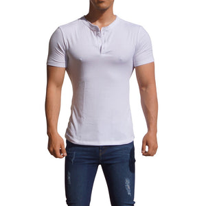 White Short Sleeve Henley T-shirt
