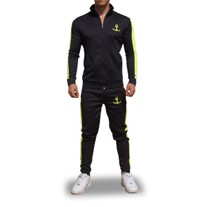 Elite Track Suit Pants Negro Franja Amarillo Neon