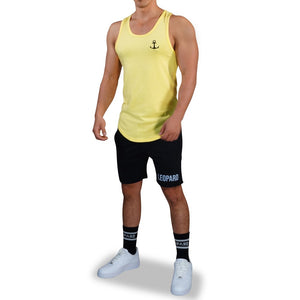 Gym Core Tank Acid Yellow Embroidered Black Anchor