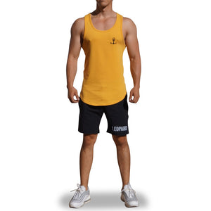 Gym Core Tank Yellow Embroidered Black Anchor