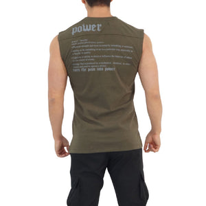 Turn The Pain Cut Off Tank Top Military Green